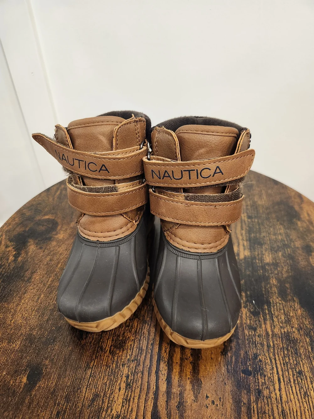 Nautica Brown and Gray Waterproof Kids Winter Boots